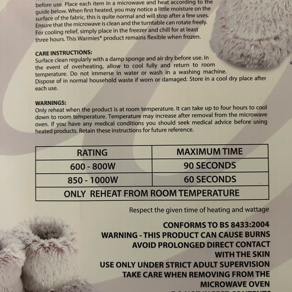 NIB Warmies Microwavable Boots Slippers Purple & White Lavender Scented - Picture 6 of 6